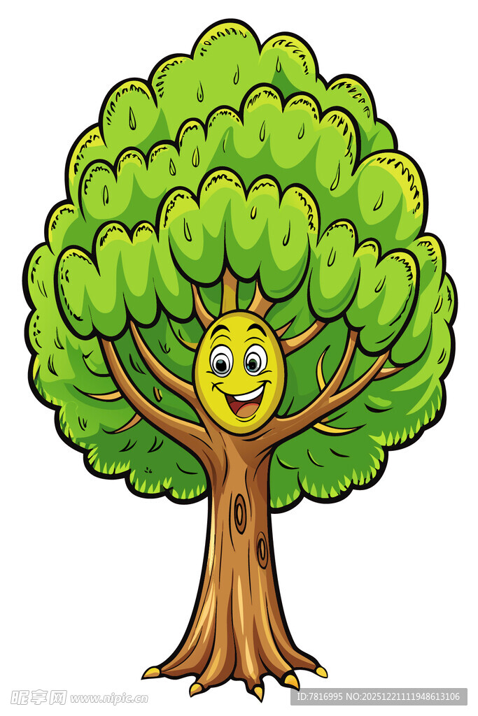 微笑的卡通树