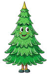 可爱笑脸绿色圣诞树