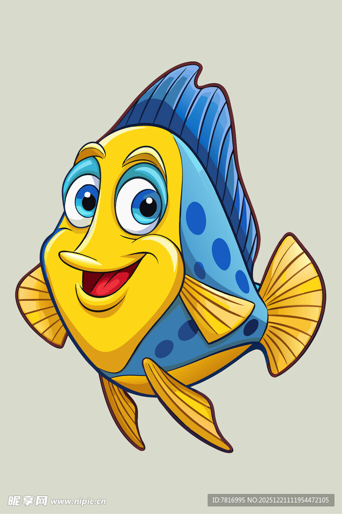 可爱蓝色斑点小鱼卡通形象