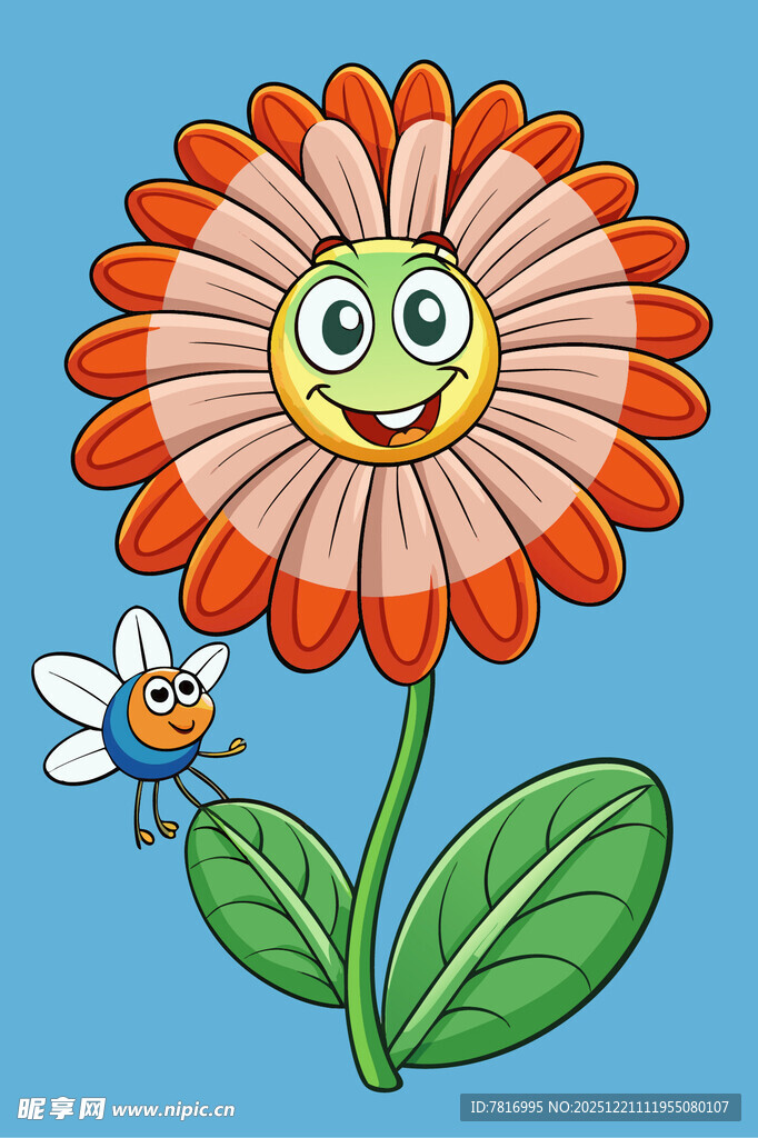 微笑花朵与小蜜蜂