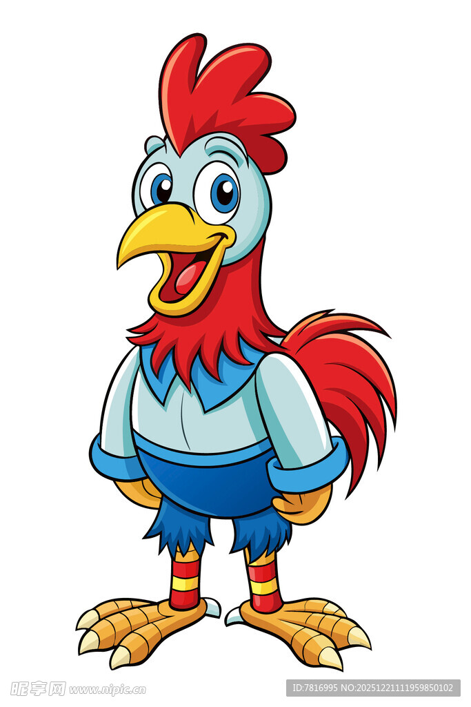 卡通公鸡形象身着服饰