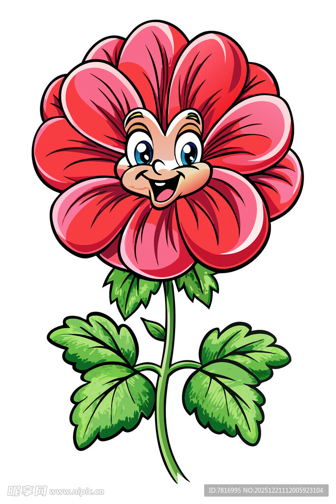 可爱拟人化红色花朵