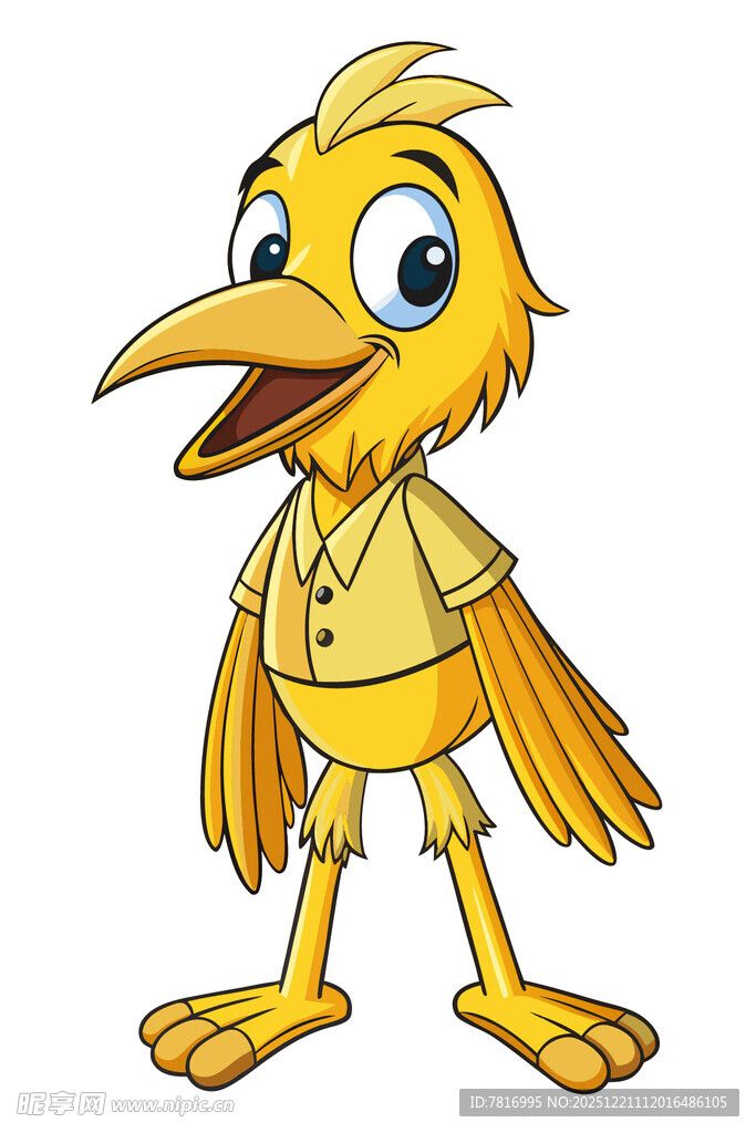 穿衬衫的可爱小黄鸟