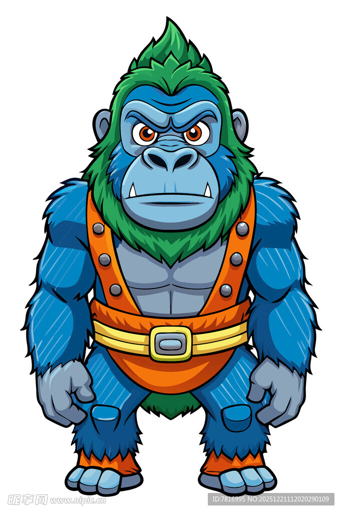 蓝色机甲大猩猩卡通形象