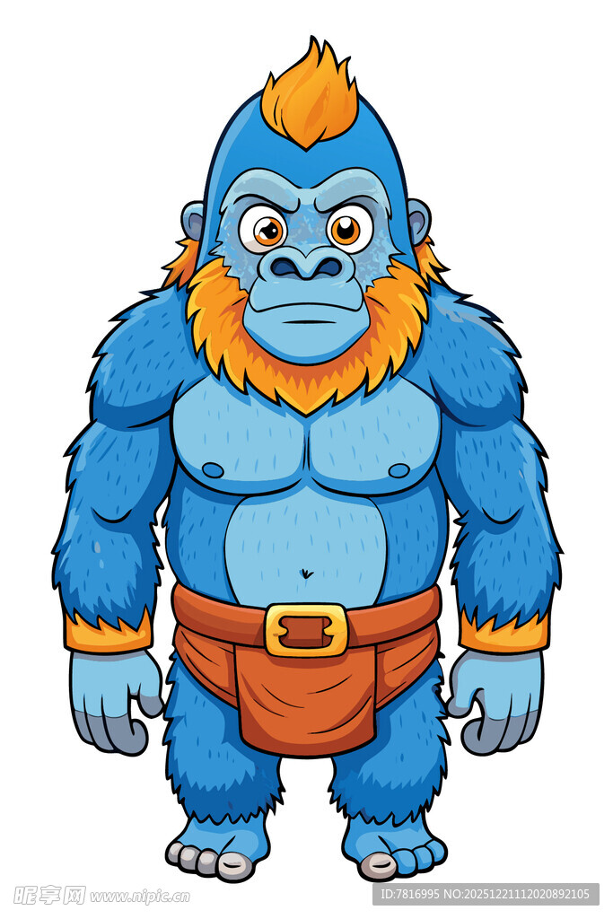 蓝色壮硕猩猩卡通形象
