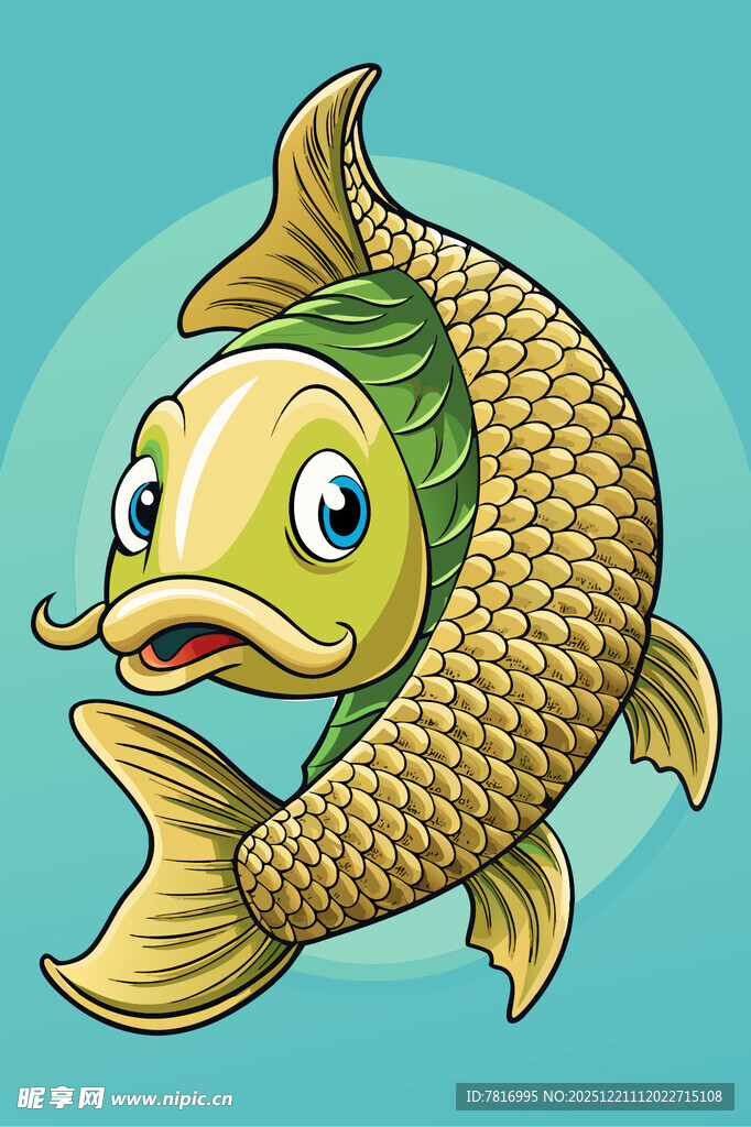 卡通锦鲤形象插画
