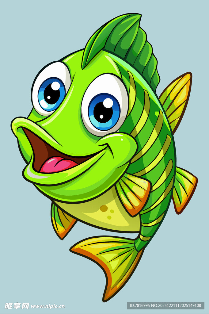 可爱绿鱼卡通形象