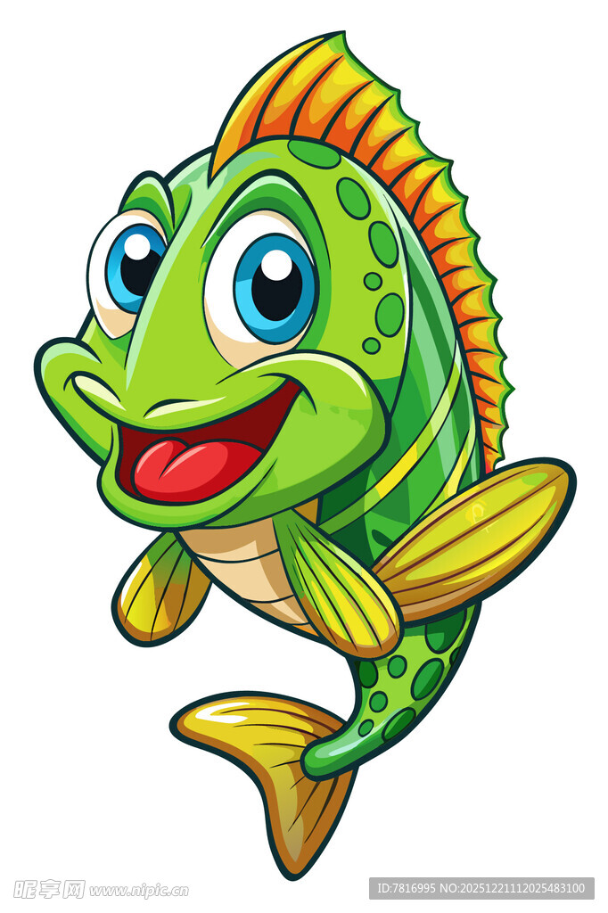 可爱卡通绿鱼形象