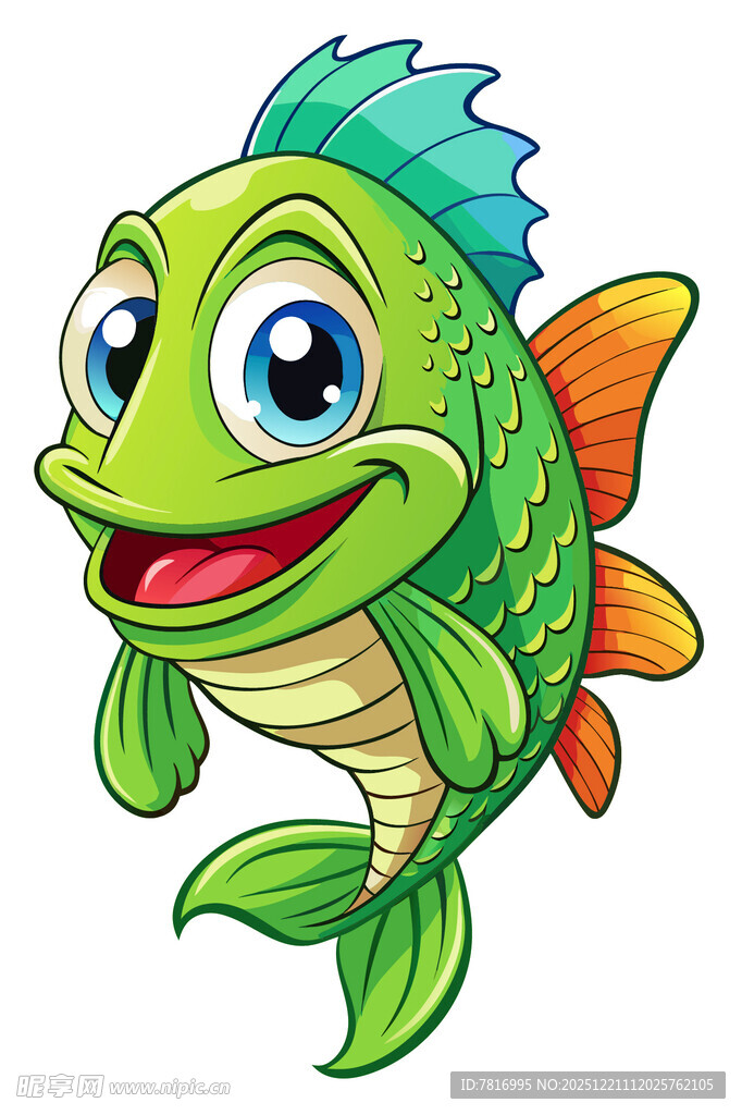 可爱绿色卡通小鱼