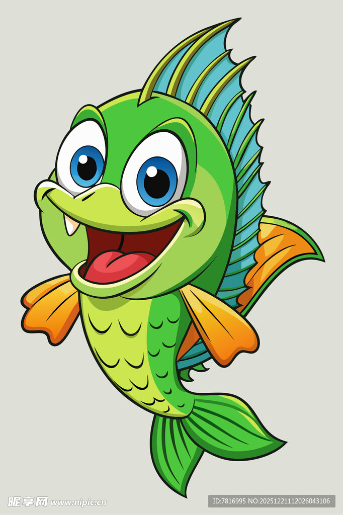 可爱绿色卡通小鱼形象