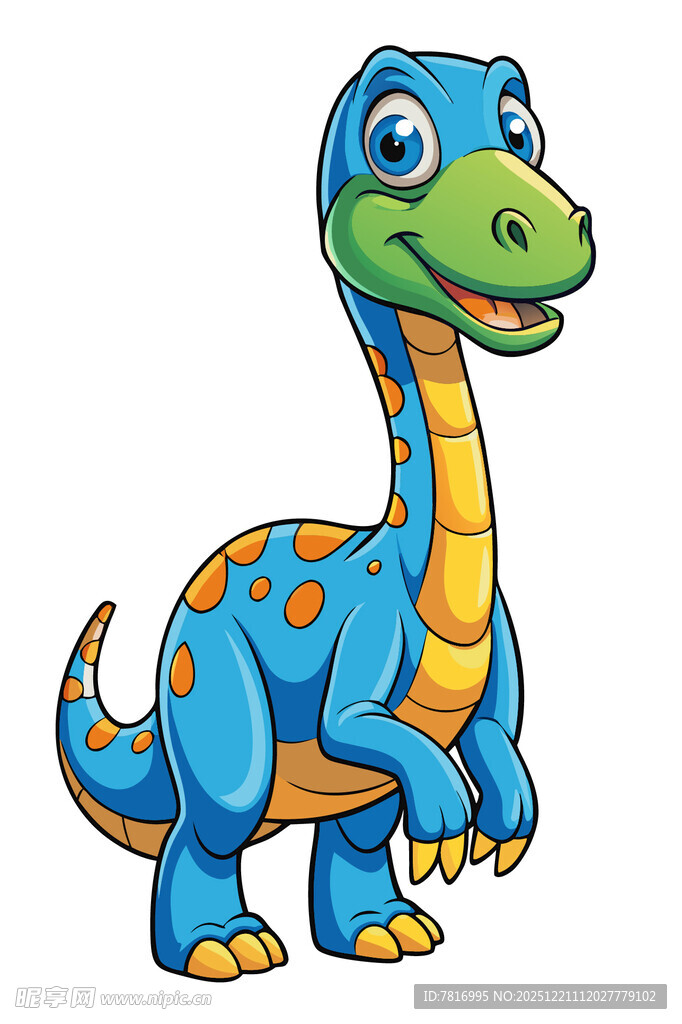 可爱蓝色卡通恐龙形象