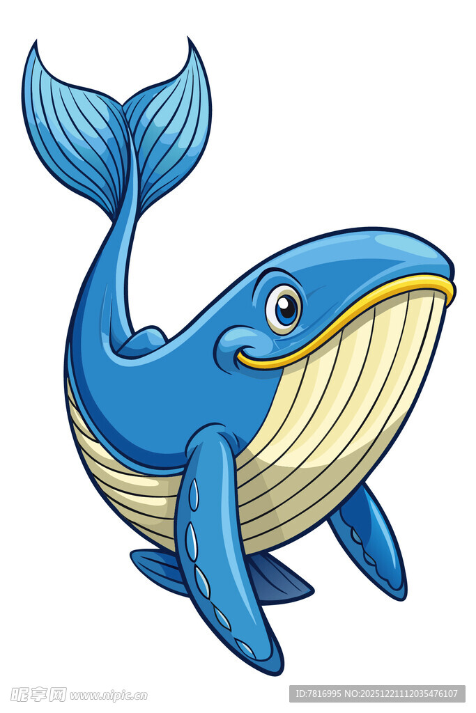 可爱蓝色卡通鲸鱼形象