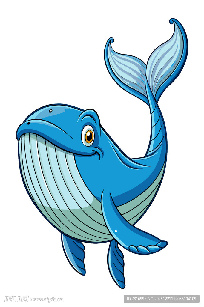 可爱蓝色卡通鲸鱼形象