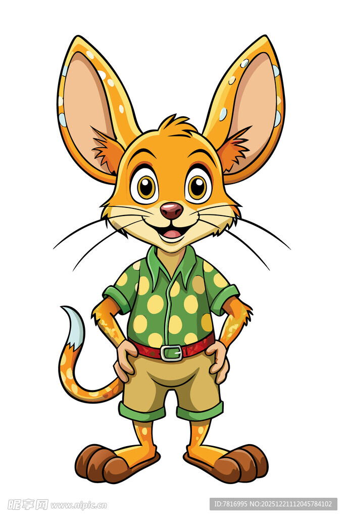 穿着花衬衫的可爱小狐狸