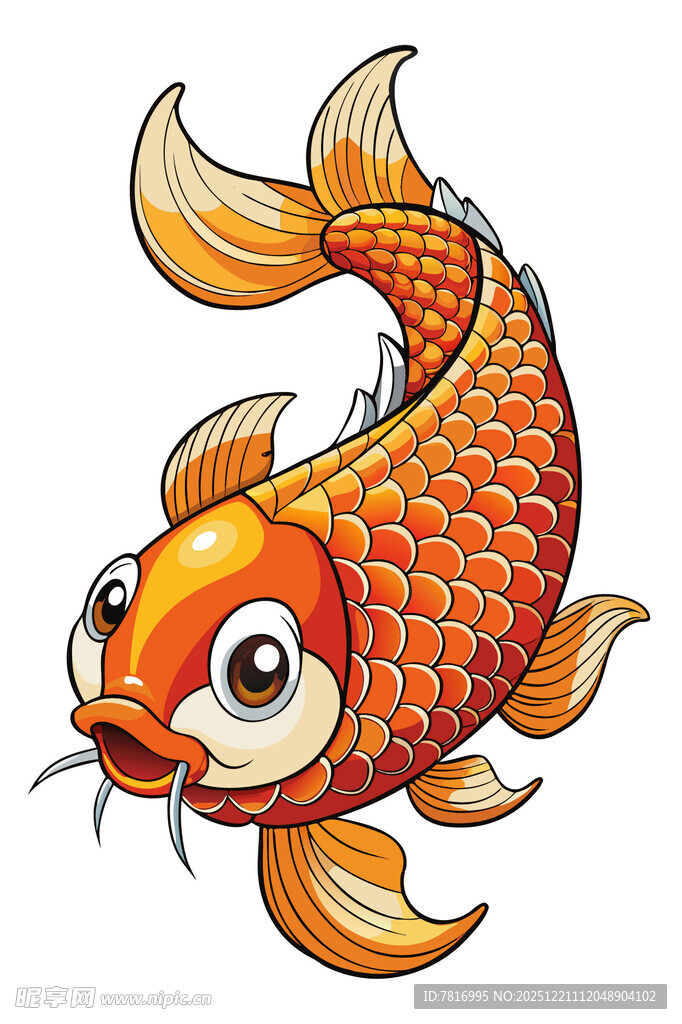 卡通风格橙色锦鲤形象