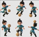 古风孩童踢球精彩瞬间