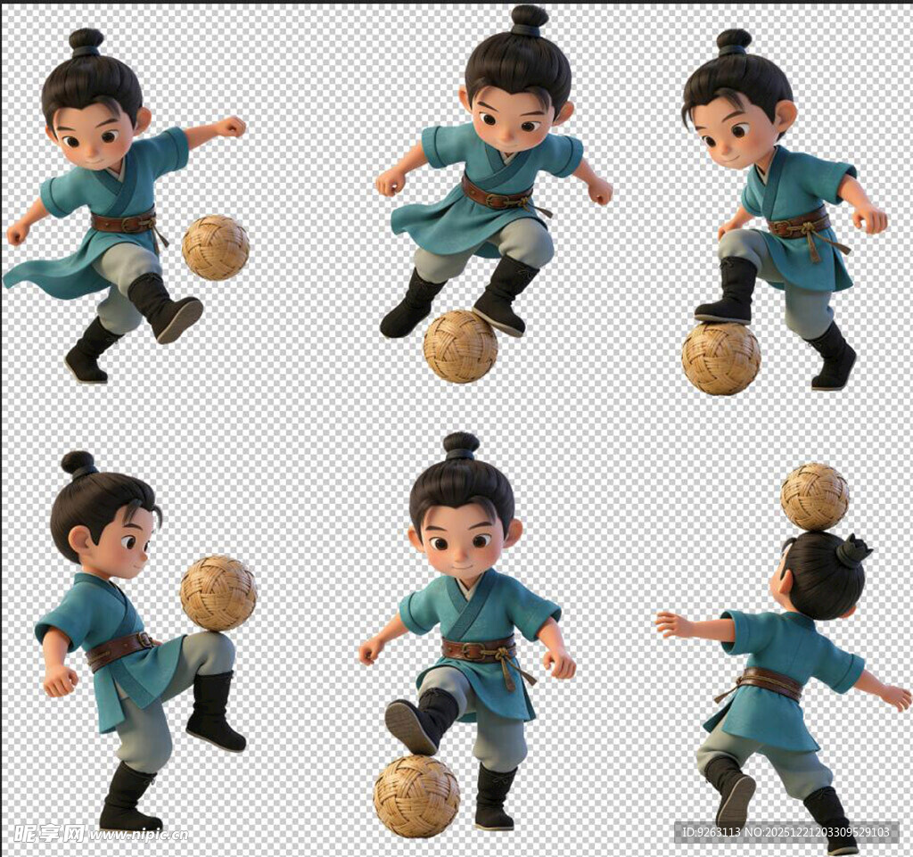 古风孩童踢球精彩瞬间