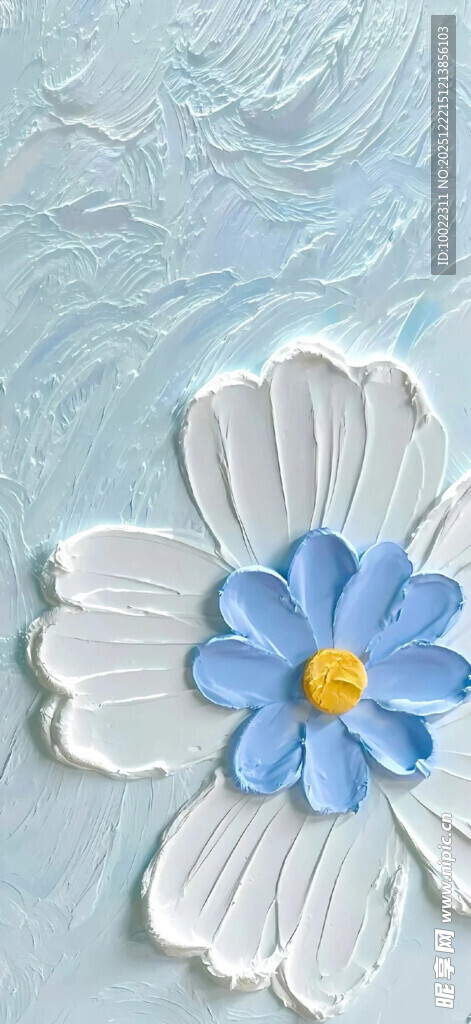 蓝色立体花朵装饰图案