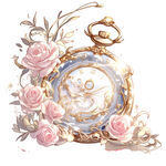 复古怀表与浪漫花卉装饰