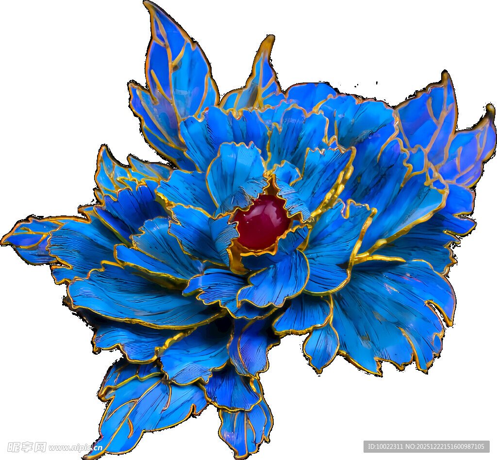 蓝色金边花朵艺术图案