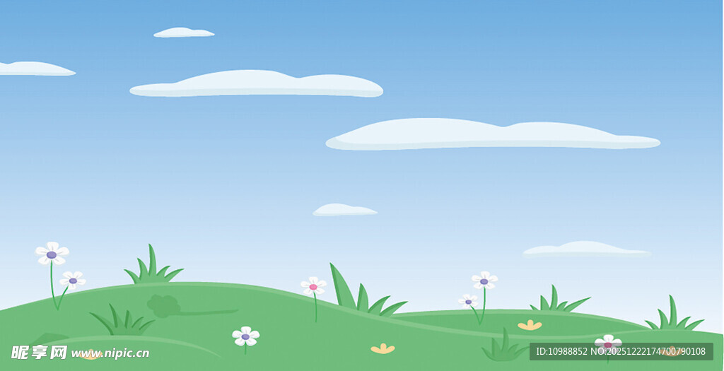 蓝天草地插图