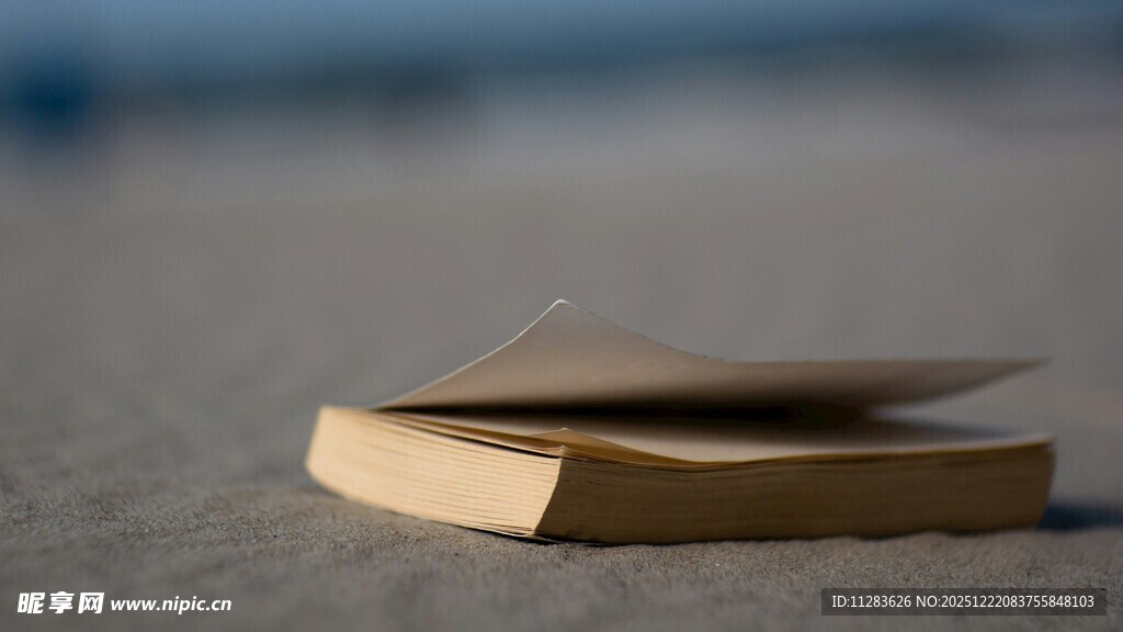 沙滩上的一本翻开的书