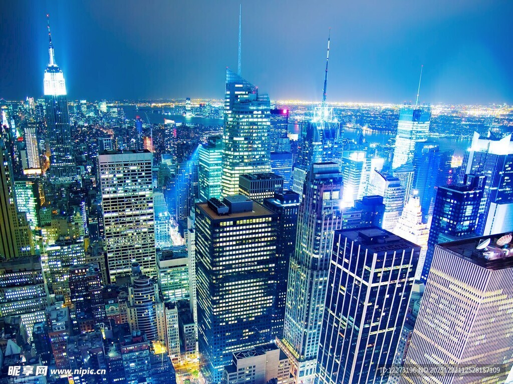 繁华都市夜景俯瞰