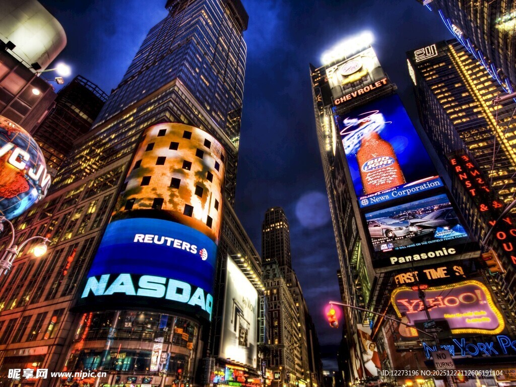 纽约时代广场璀璨夜景