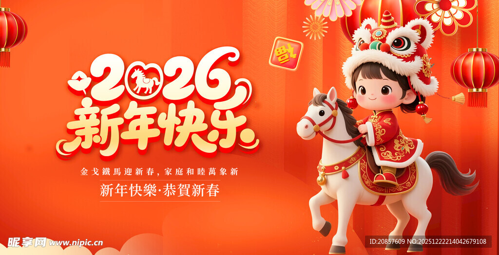2026年新年骑竹马的萌娃