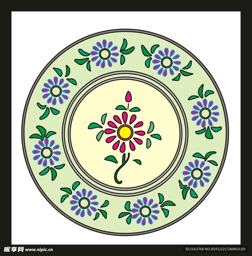 花卉装饰圆形图案