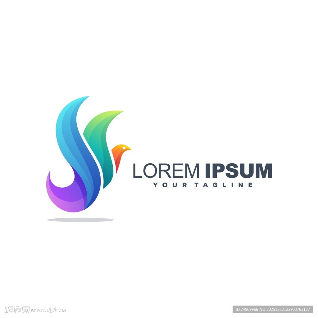 多彩抽象S形标志设计
