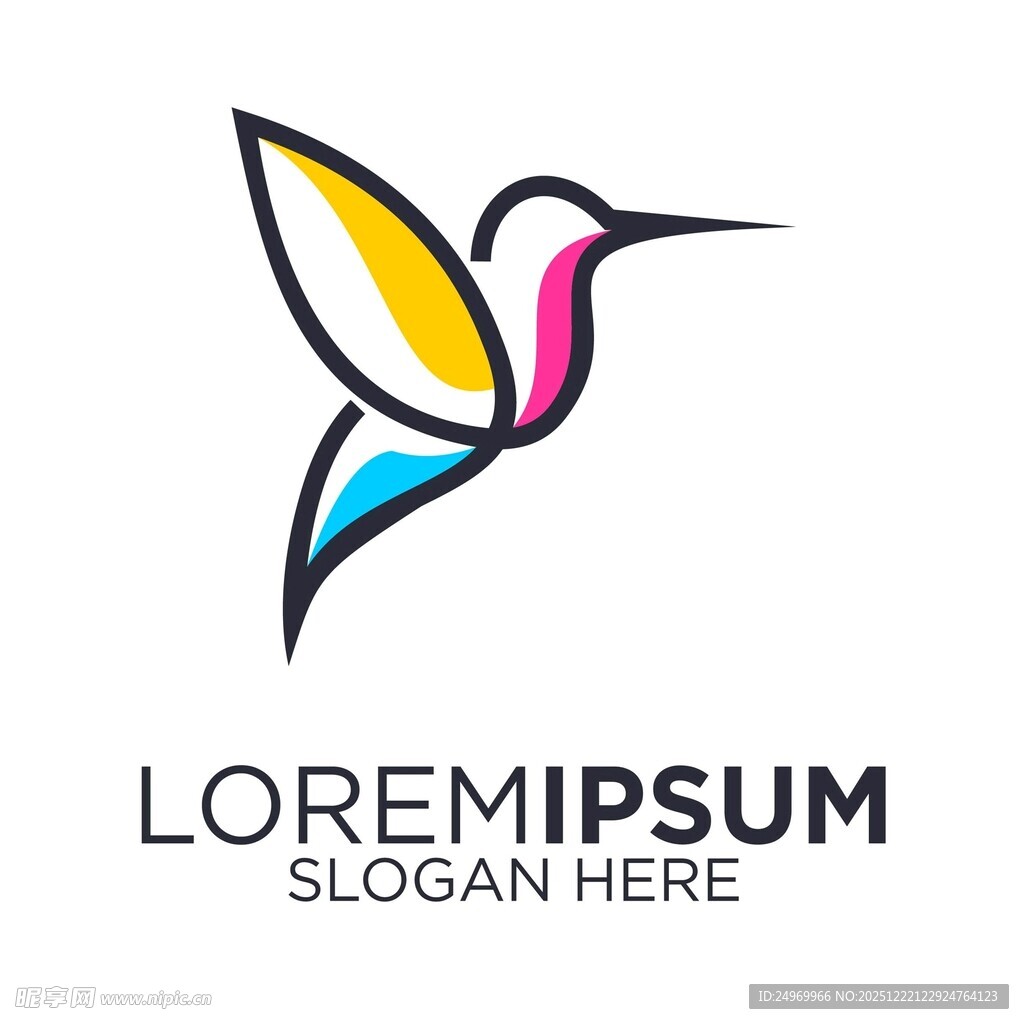 彩色蜂鸟标志设计