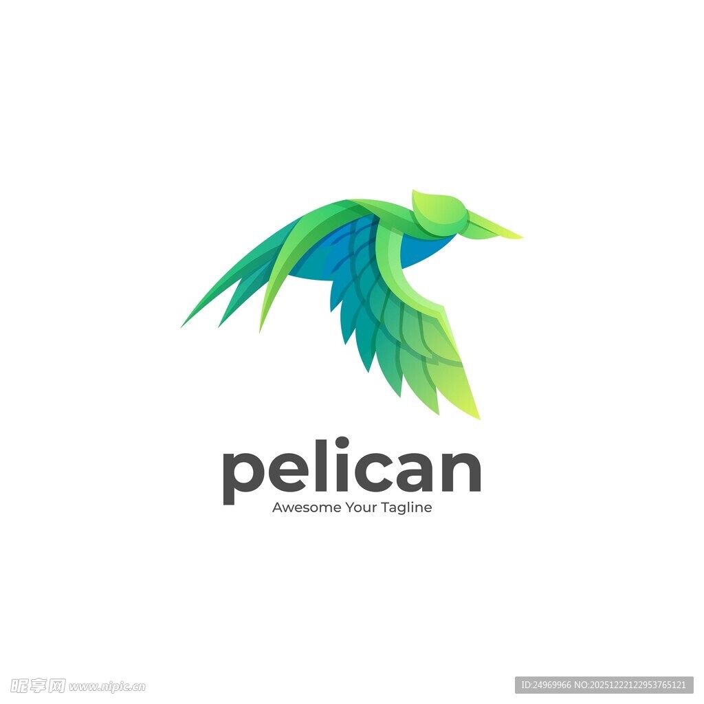 飞翔的鹈鹕标志设计