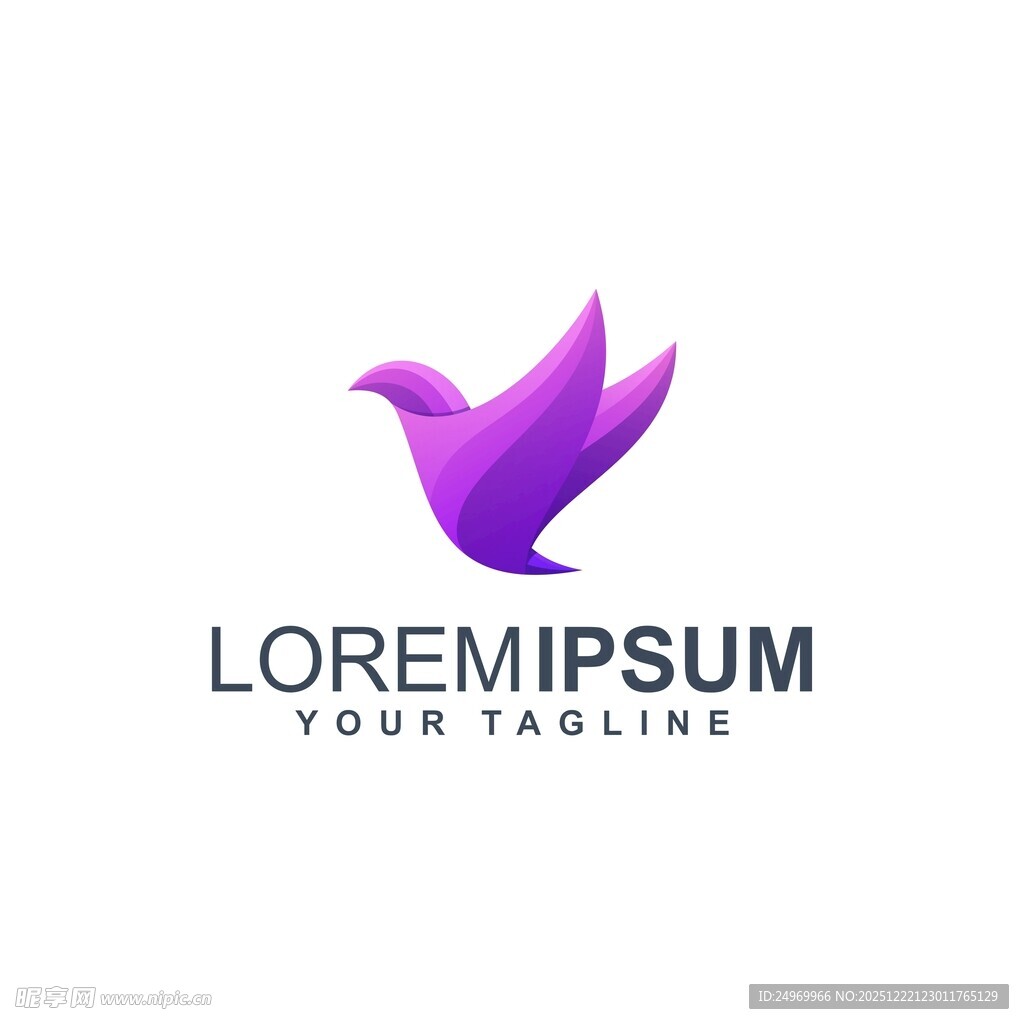 紫色飞鸟标志设计