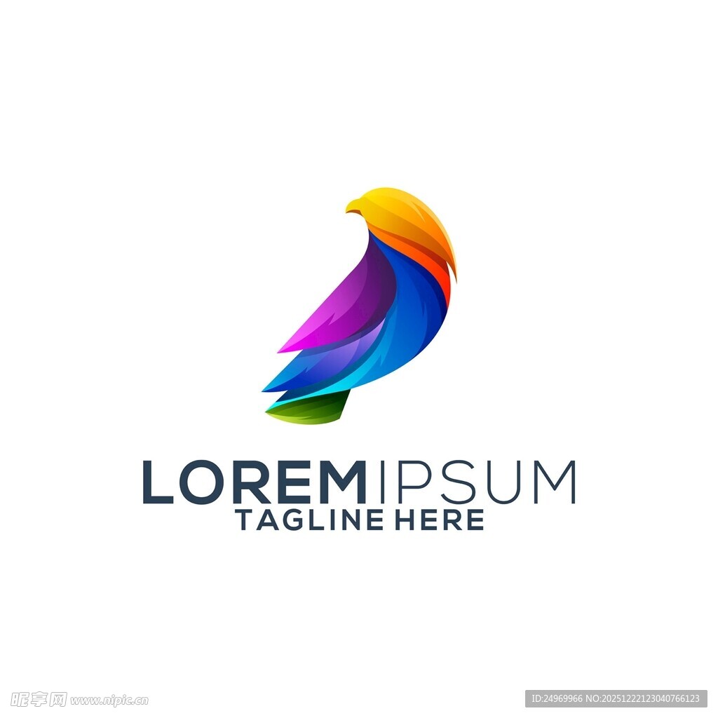 多彩飞鸟标志设计