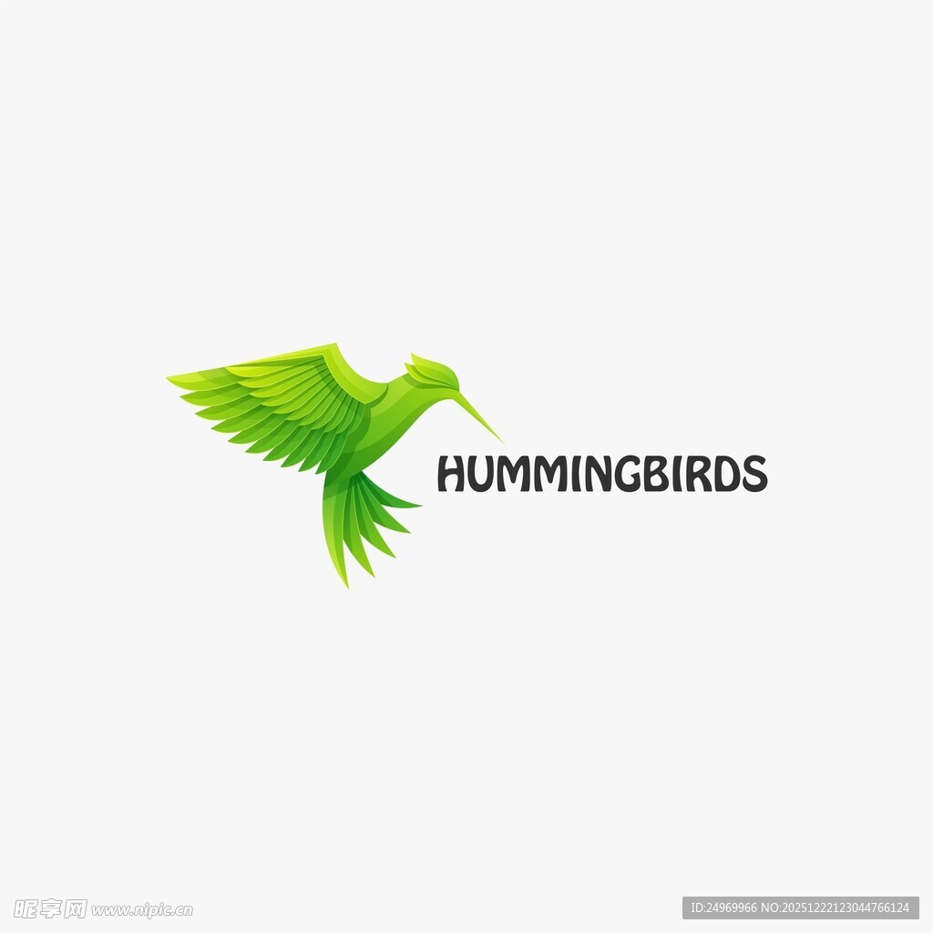 绿色蜂鸟标志设计