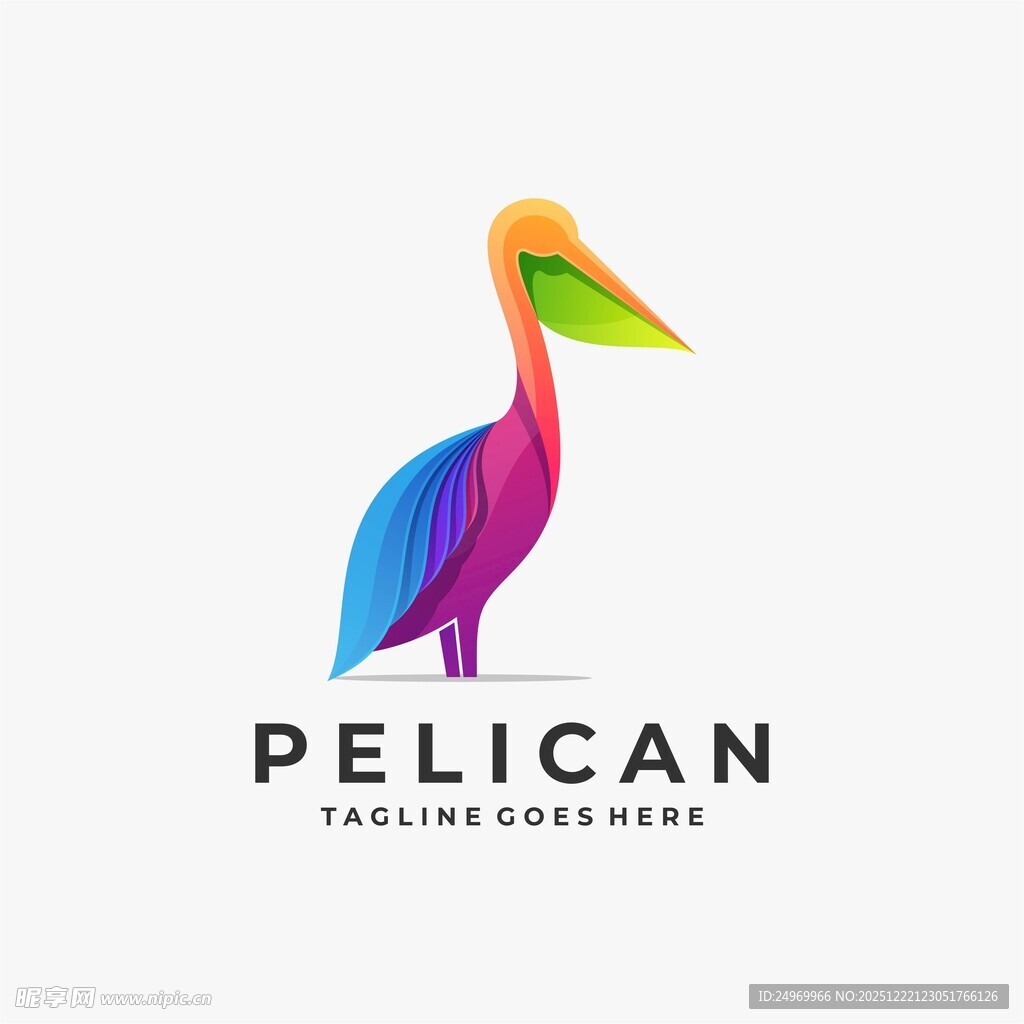 彩色鹈鹕标志设计