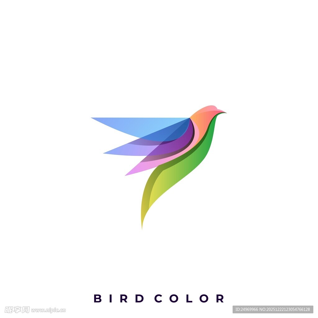 彩色飞鸟标志设计