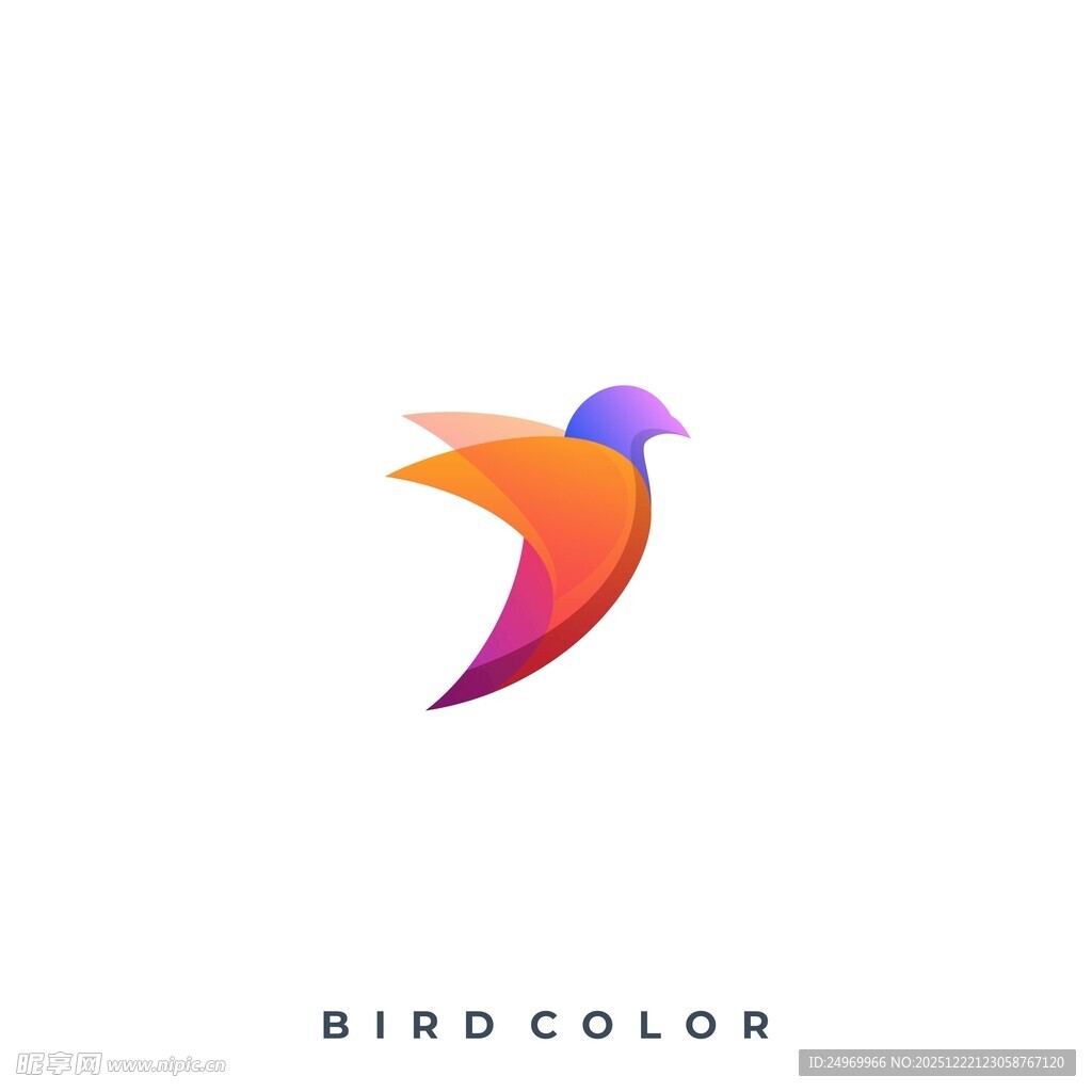 彩色飞鸟标志设计
