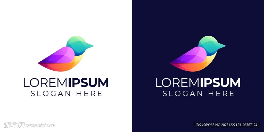 多彩飞鸟标志设计