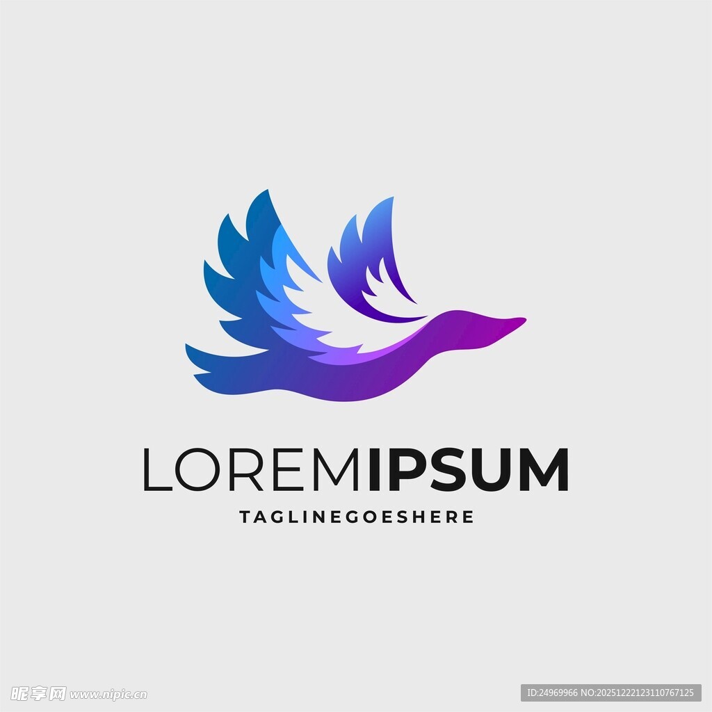 飞翔的抽象凤凰标志设计