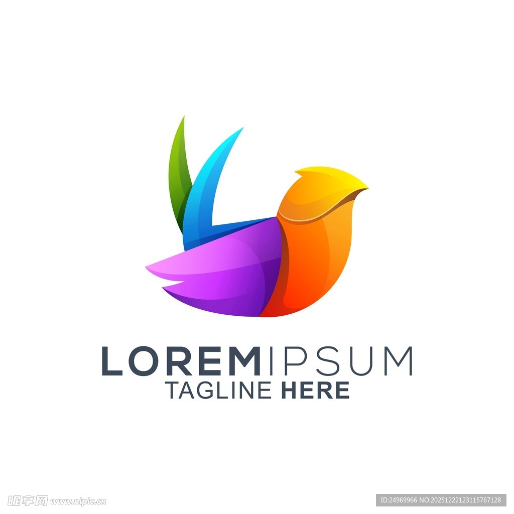 多彩飞鸟标志设计