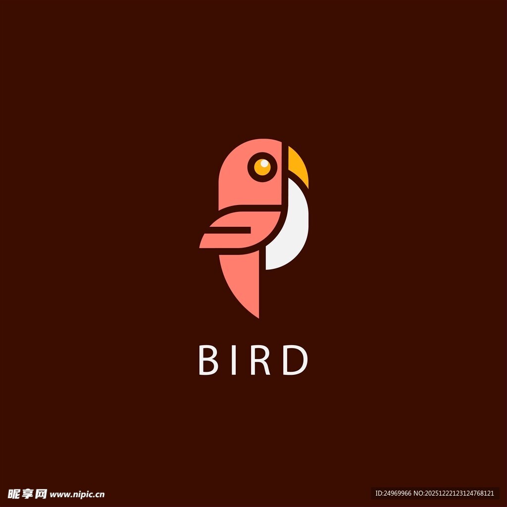 简约粉色小鸟标志设计