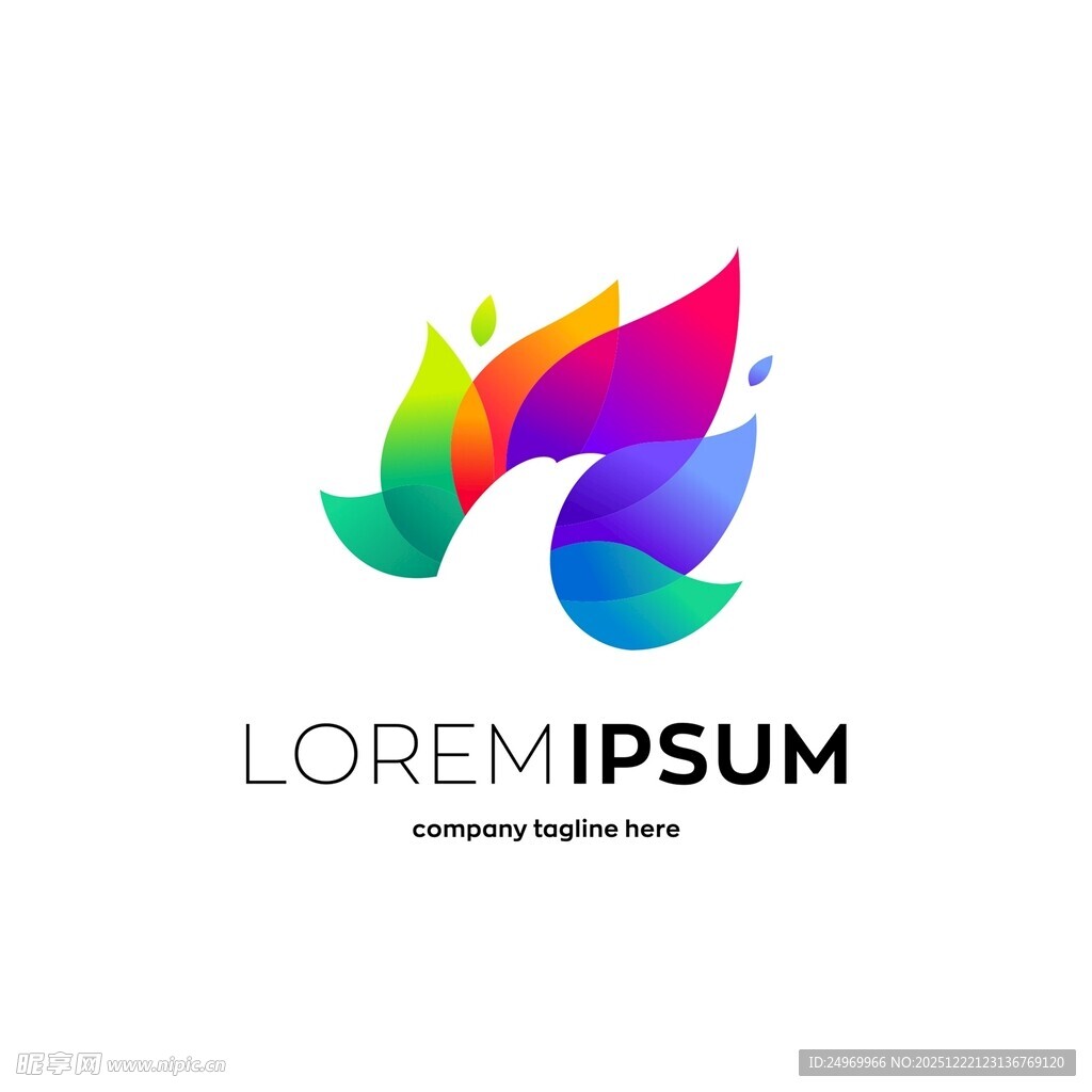 多彩抽象凤凰标志设计