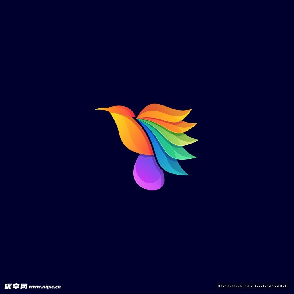 多彩飞鸟标志设计