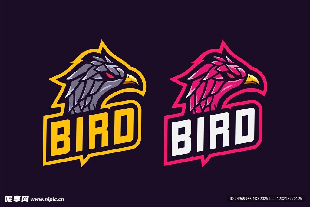 双色调鸟主题标志设计