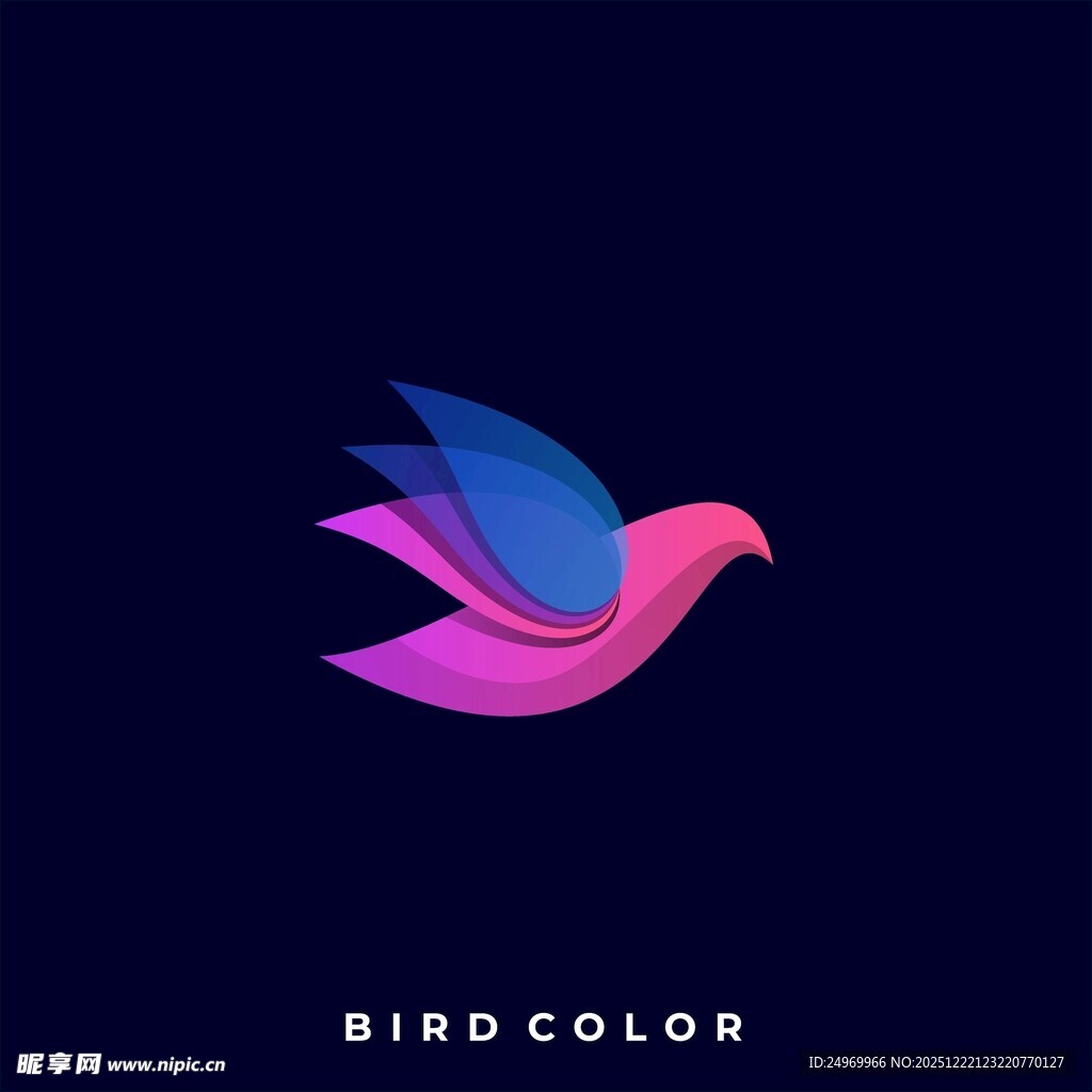 彩色飞鸟标志设计