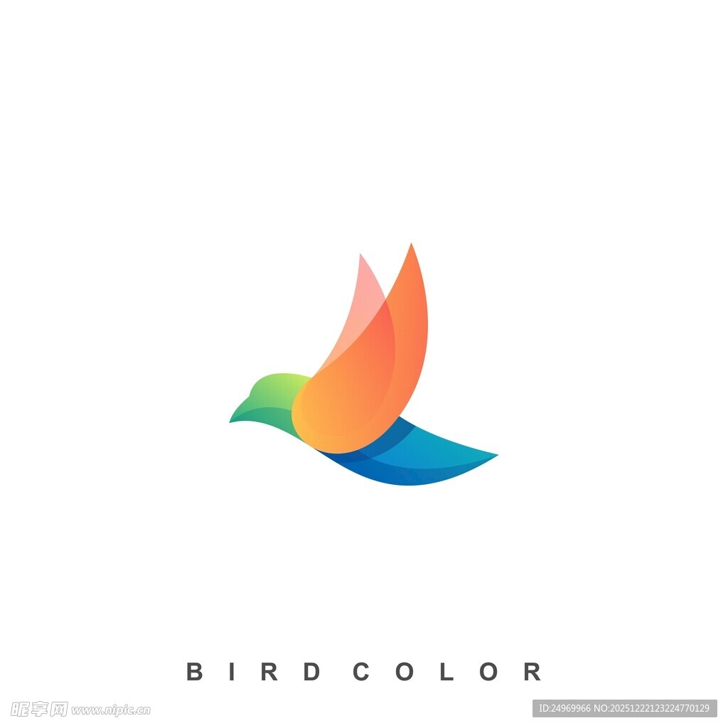 彩色飞鸟标志设计