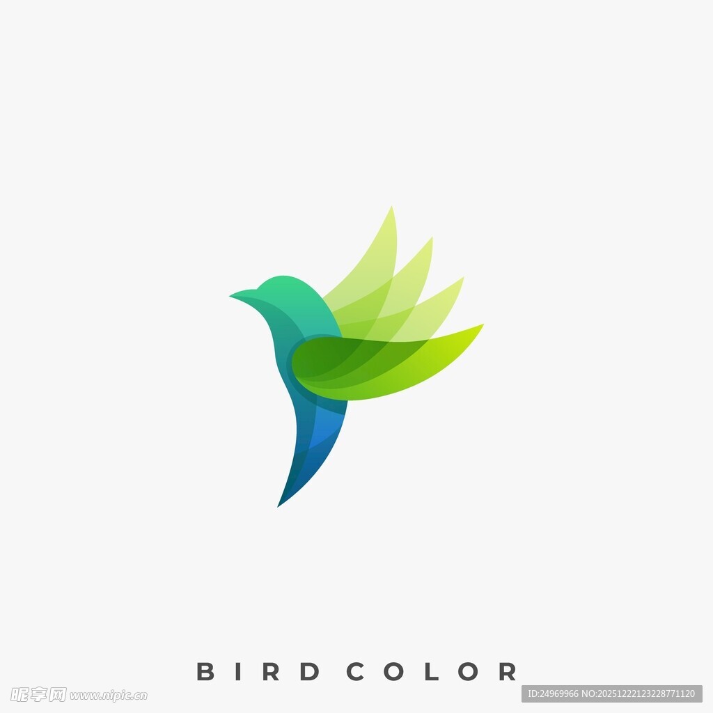 彩色飞鸟标志设计