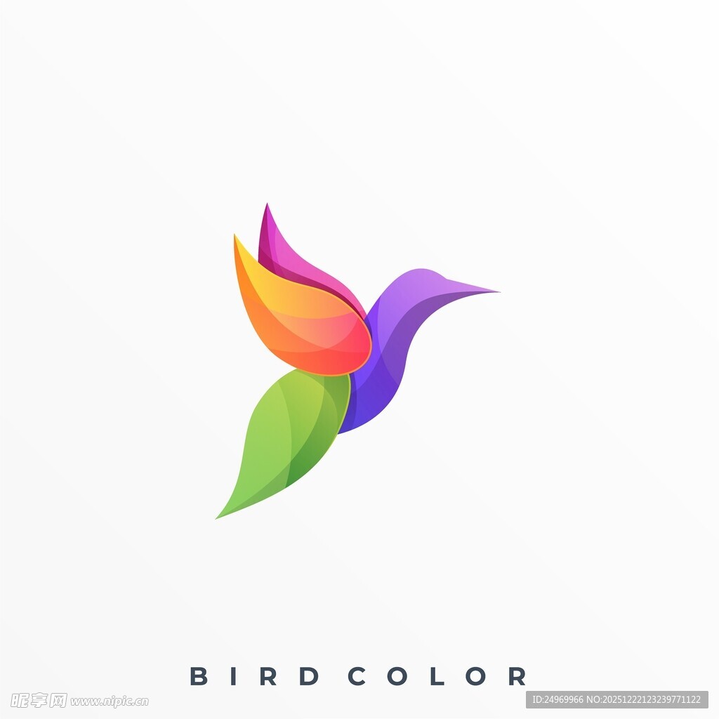 彩色飞鸟标志设计